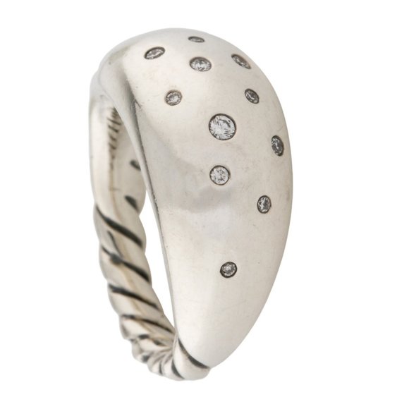 DAVID YURMAN DIAMOND STERLING SILVER DOME BAND RING - Picture 5 of 8